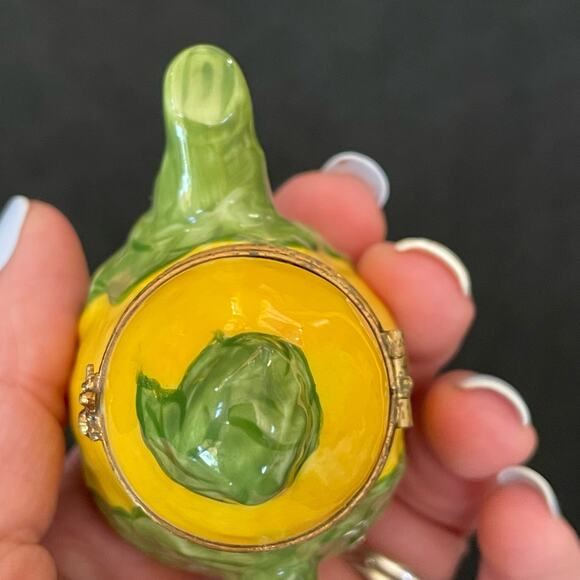 Limoges Trinket Box Peint Main Rochard France Corn Teapot Handpainted Paint Loss - Picture 14 of 16